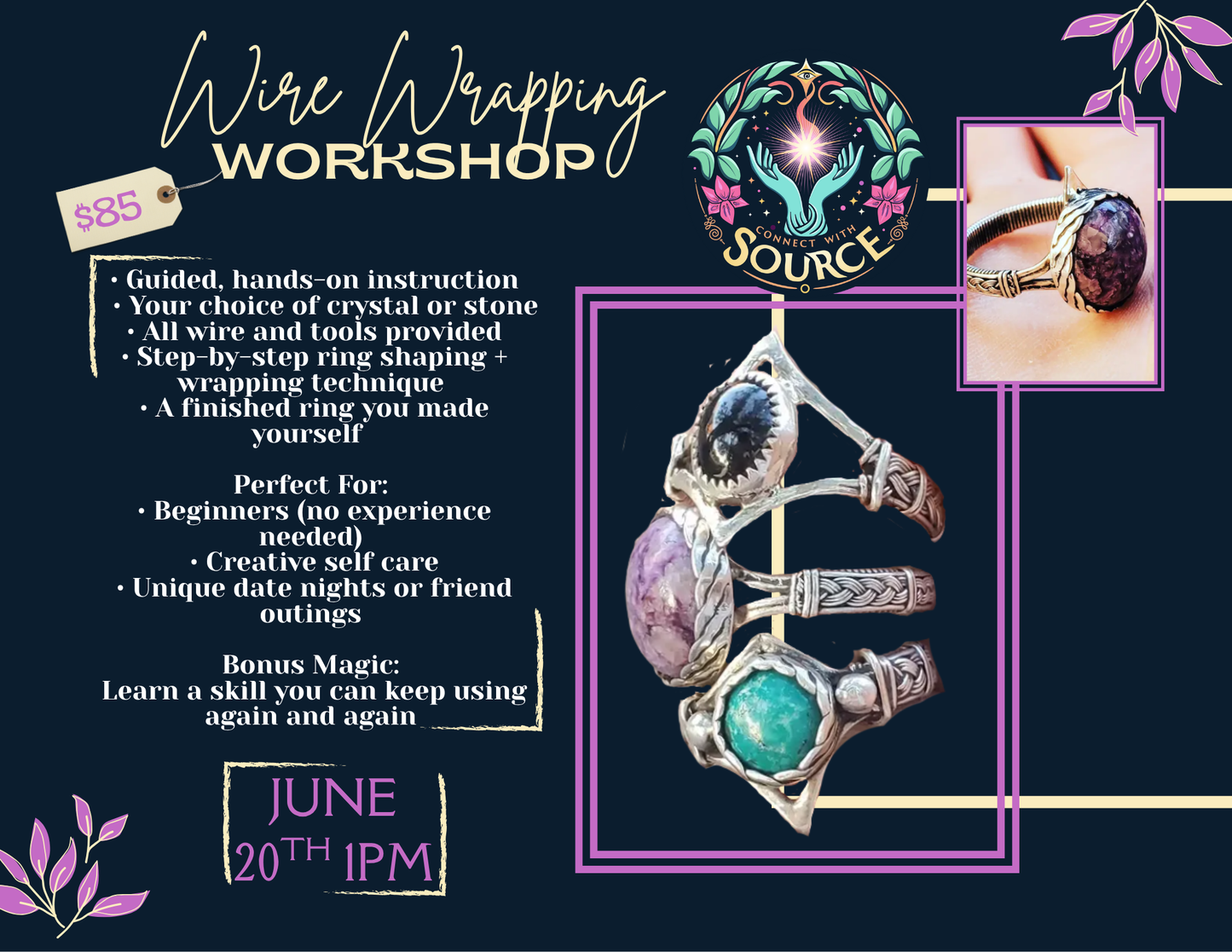 Wire Wrapped Crystal Ring Workshop | Beginner Friendly Jewelry Class